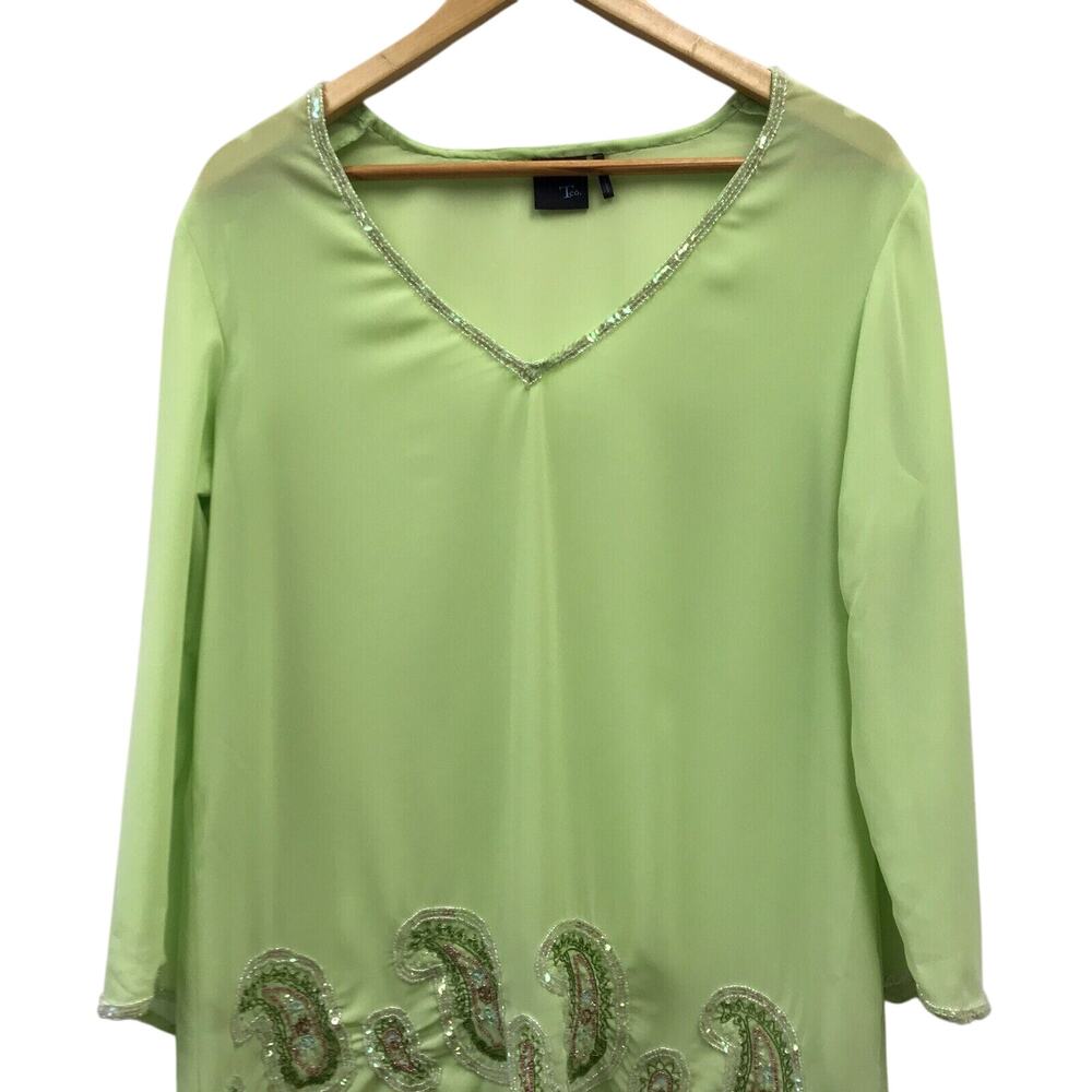Tco Top Womens Large Green Beaded Sequins